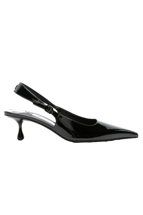 Black sling back heel