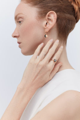 Lily Cole wearing GAIA by Skydiamond ring and earrings