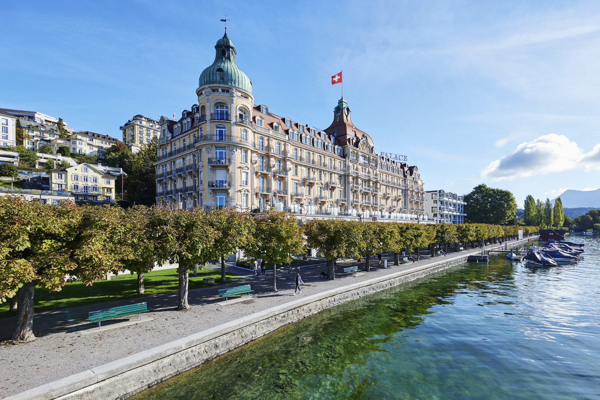 The exterior of the Mandarin Oriental Palace Luzern