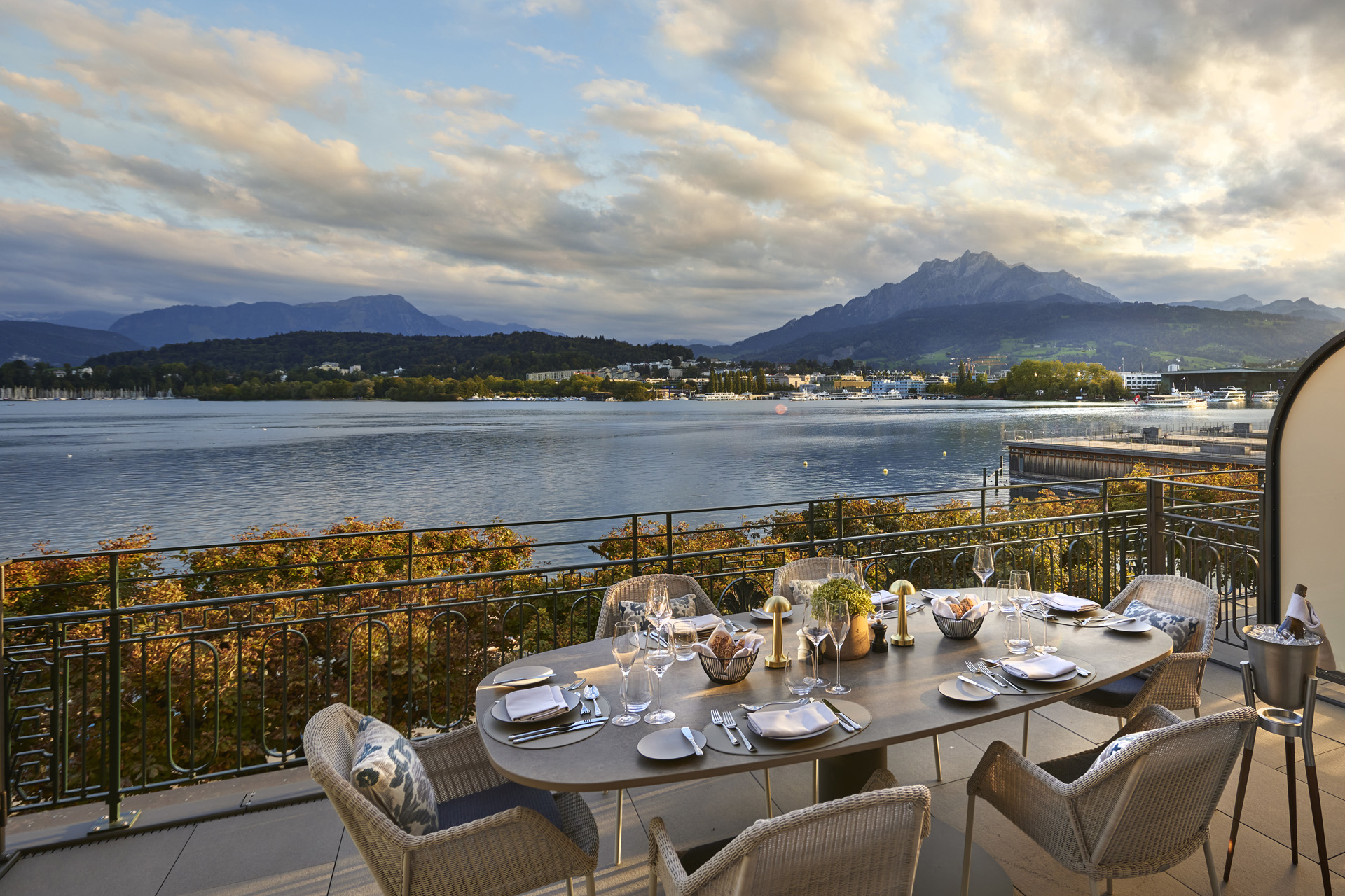 Lake view from a terrace at Mandarin Oriental Palace Luzern