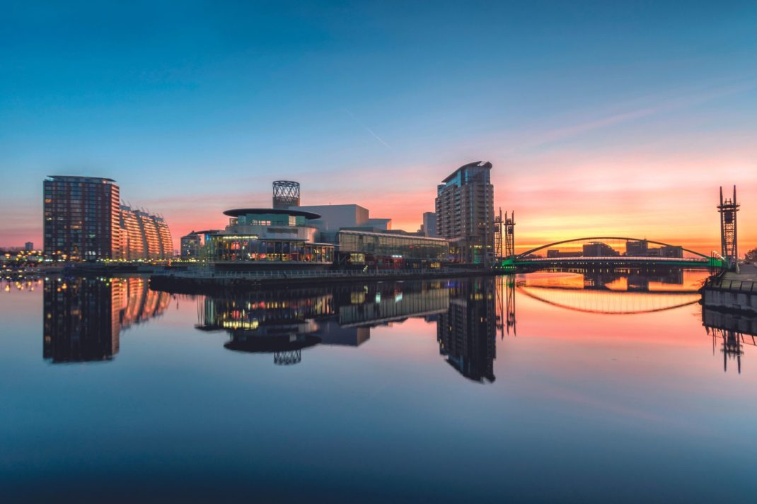 Manchester skyline at dusk