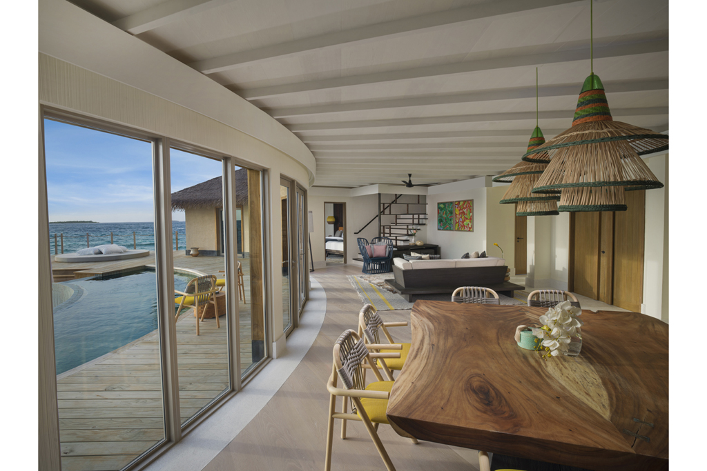 A living area that overlooks the sea