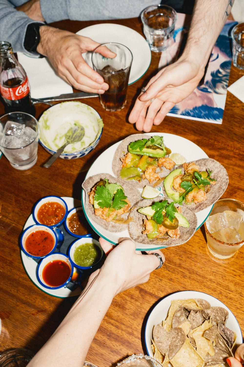 A table of food at El Pastor Battersea, London