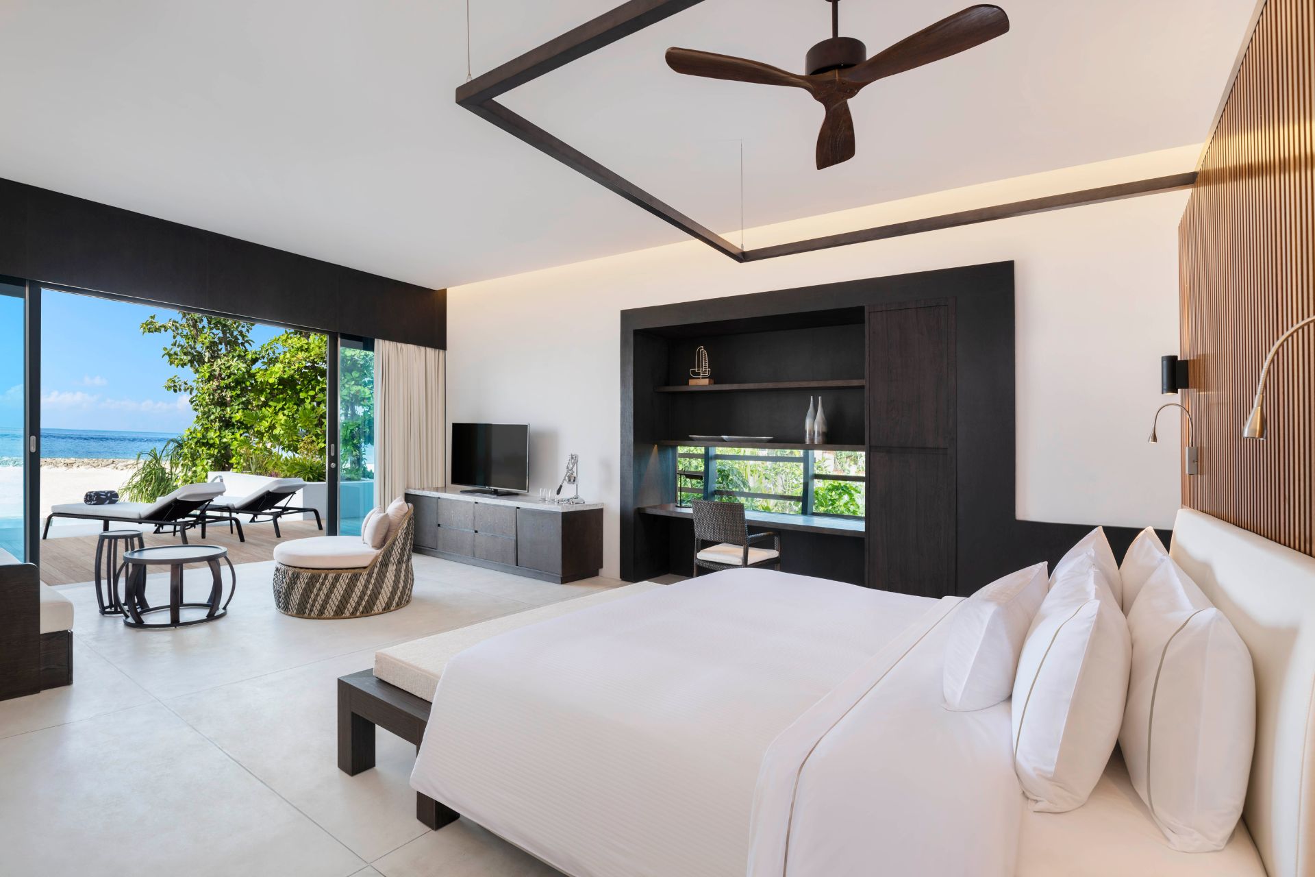 Westin Maldives bedroom with view of private pool