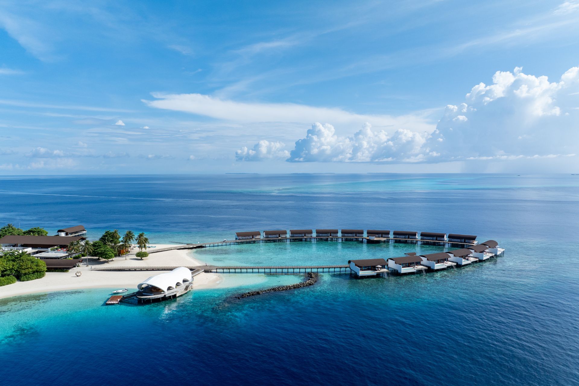 Aerial view of Westin Maldives Mirandhoo Resort