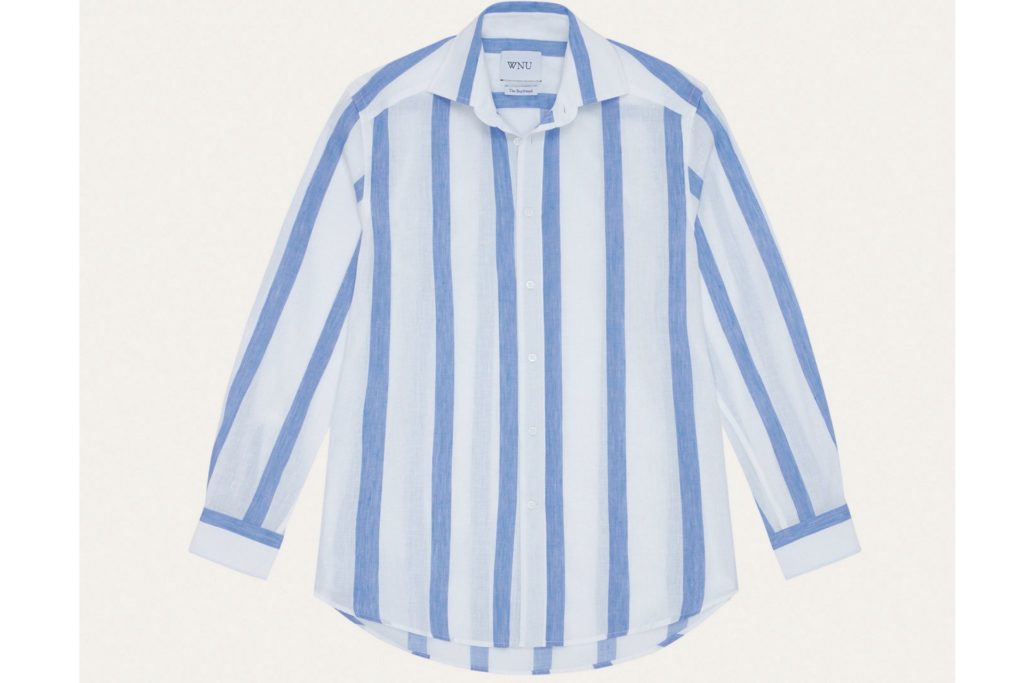 Blue and white stripe linen shirt
