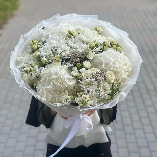 A large bouquet of white flowers