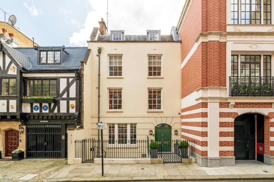 Cream stucco Mayfair townhouse