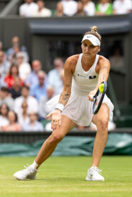 Marketa Vondrousova playing at Wimbledon