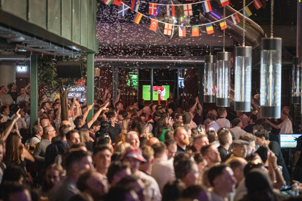 A crowd watching the Euros