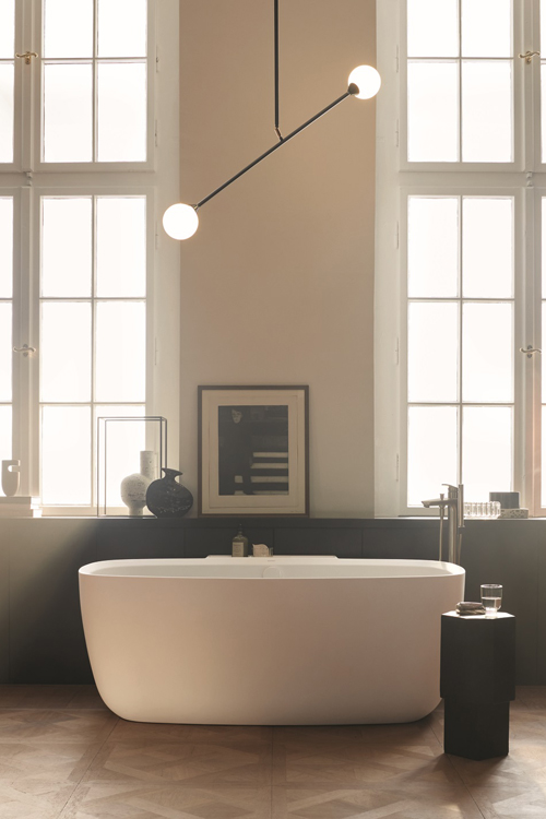 A free-standing bathtub