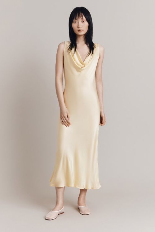 Woman in silky gown