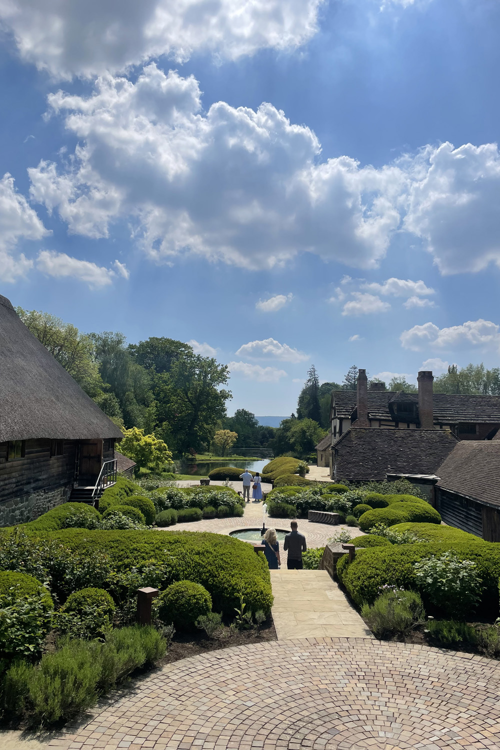 The courtyard outside Nyetimber Manor on a sunny day