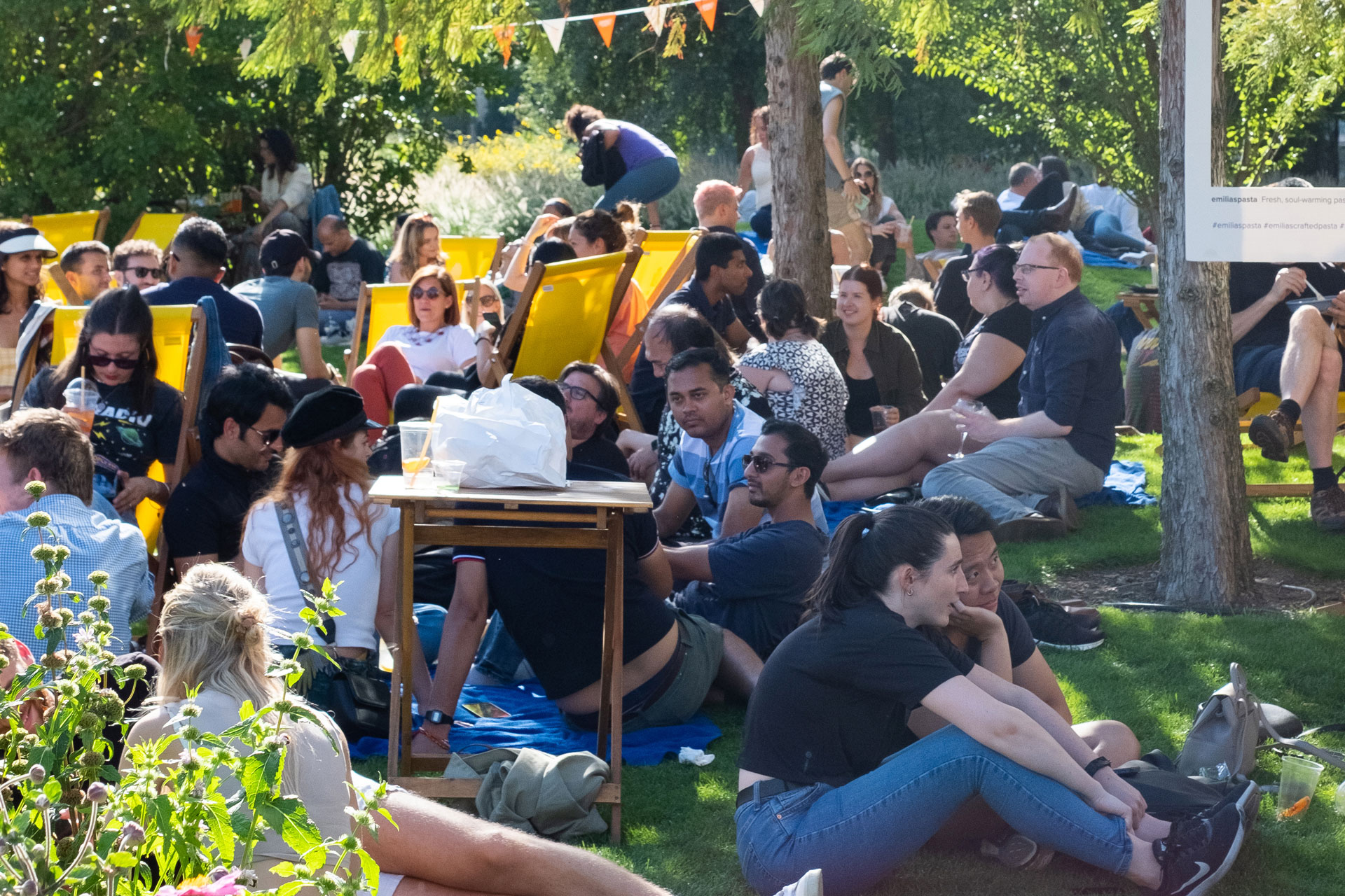 People sitting down at a Pasta Festival
