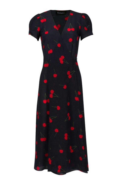 Black dress with cherry print