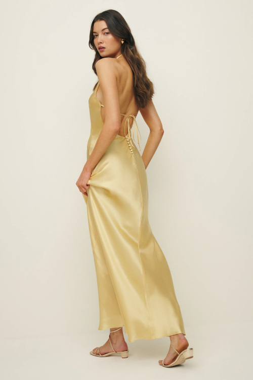 Woman in silky gown