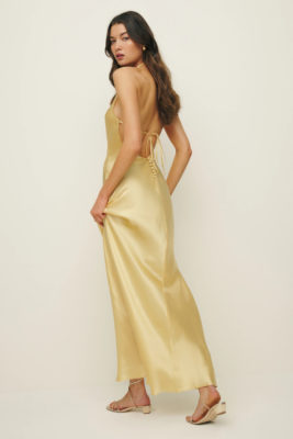 Woman in silky gown