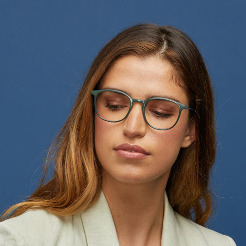A woman wearing a pair of glasses
