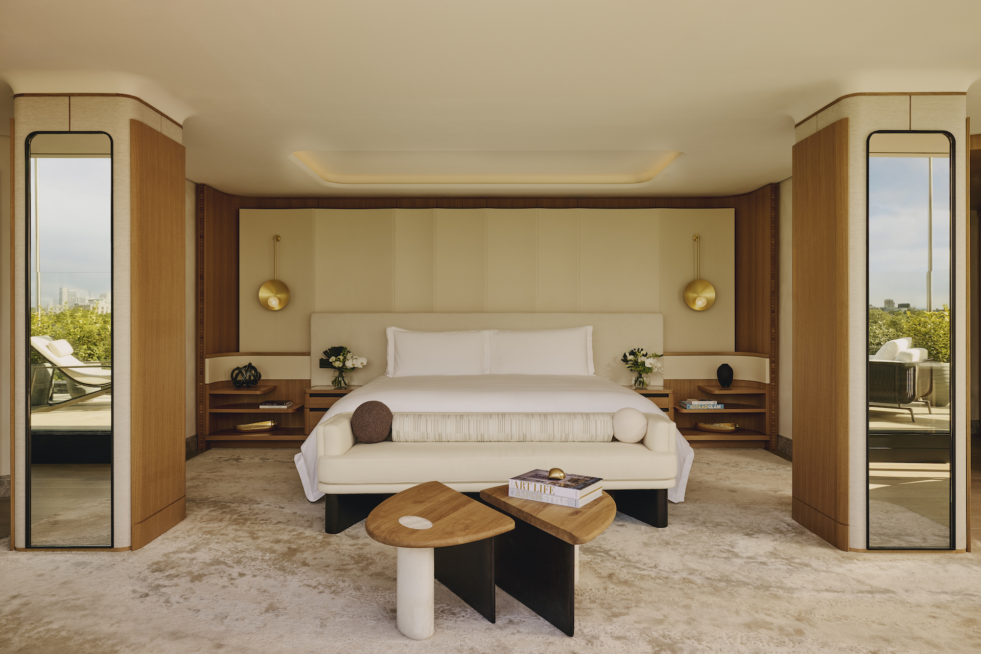 Bed in the penthouse of The Emory hotel