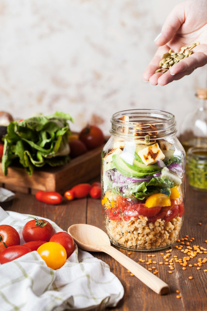 Nutrition food stacked in jar