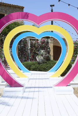 Hearts outside the Love Island villa