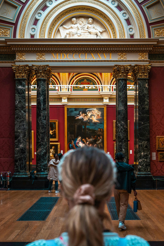 The back of a head at a London museum
