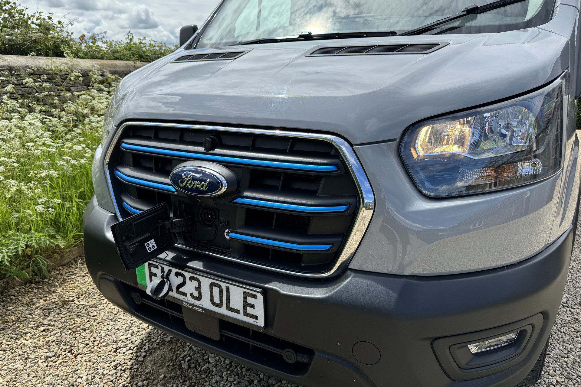 The Ford E-Transit on charge