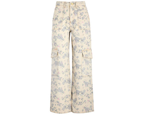 Floral-print Straight-leg Cargo Jeans