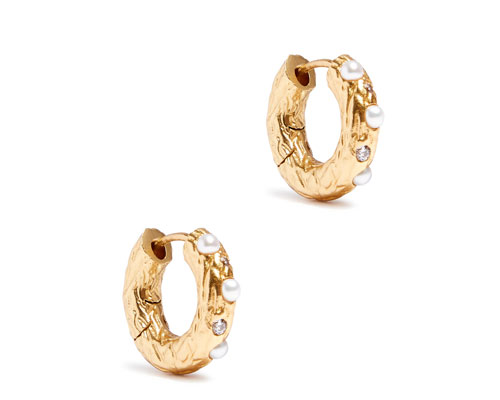 Anni Lu Gem In A Hoop 18kt Hold-Plated Hoop Earrings