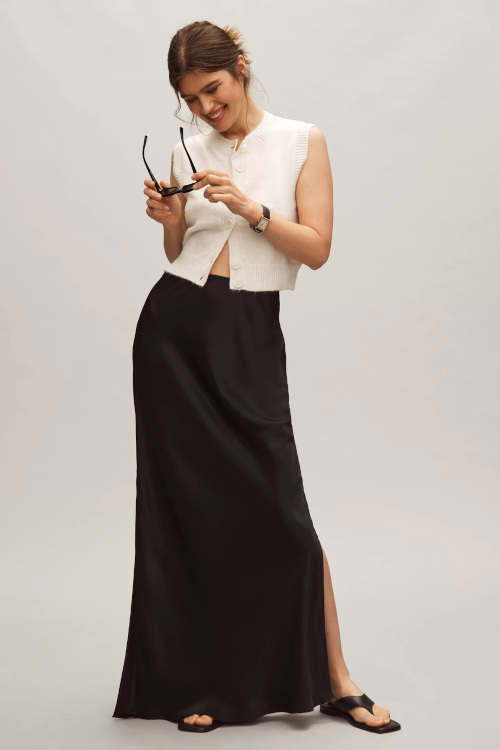 Woman in maxi skirt