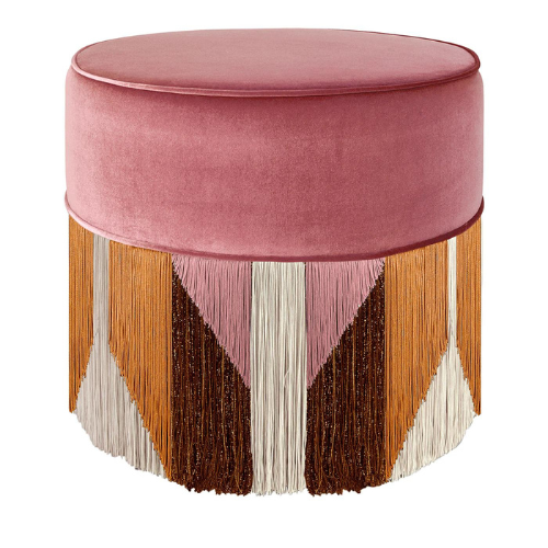 Pink stool with geometric fringing