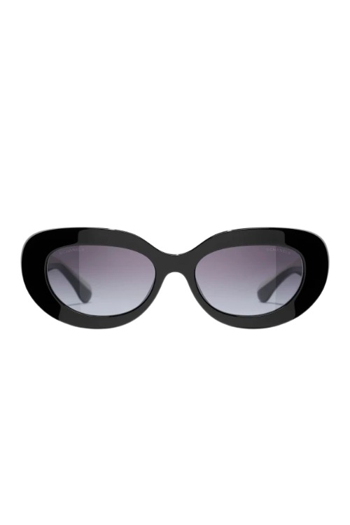 Black oversized oval Chanel sunglasses