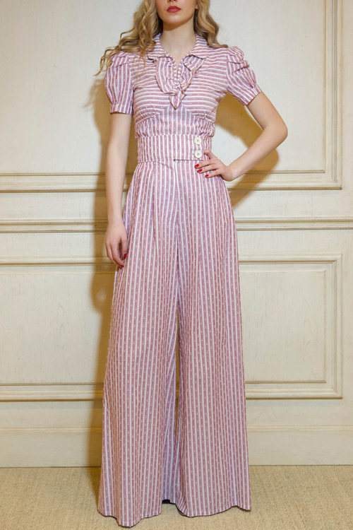 A woman in a summer jumpsuit