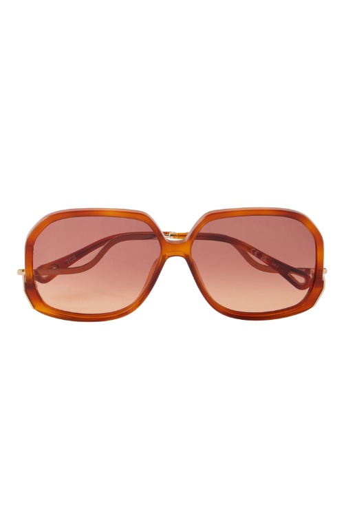 Reddish-brown oversized square frame Chloe sunglasses