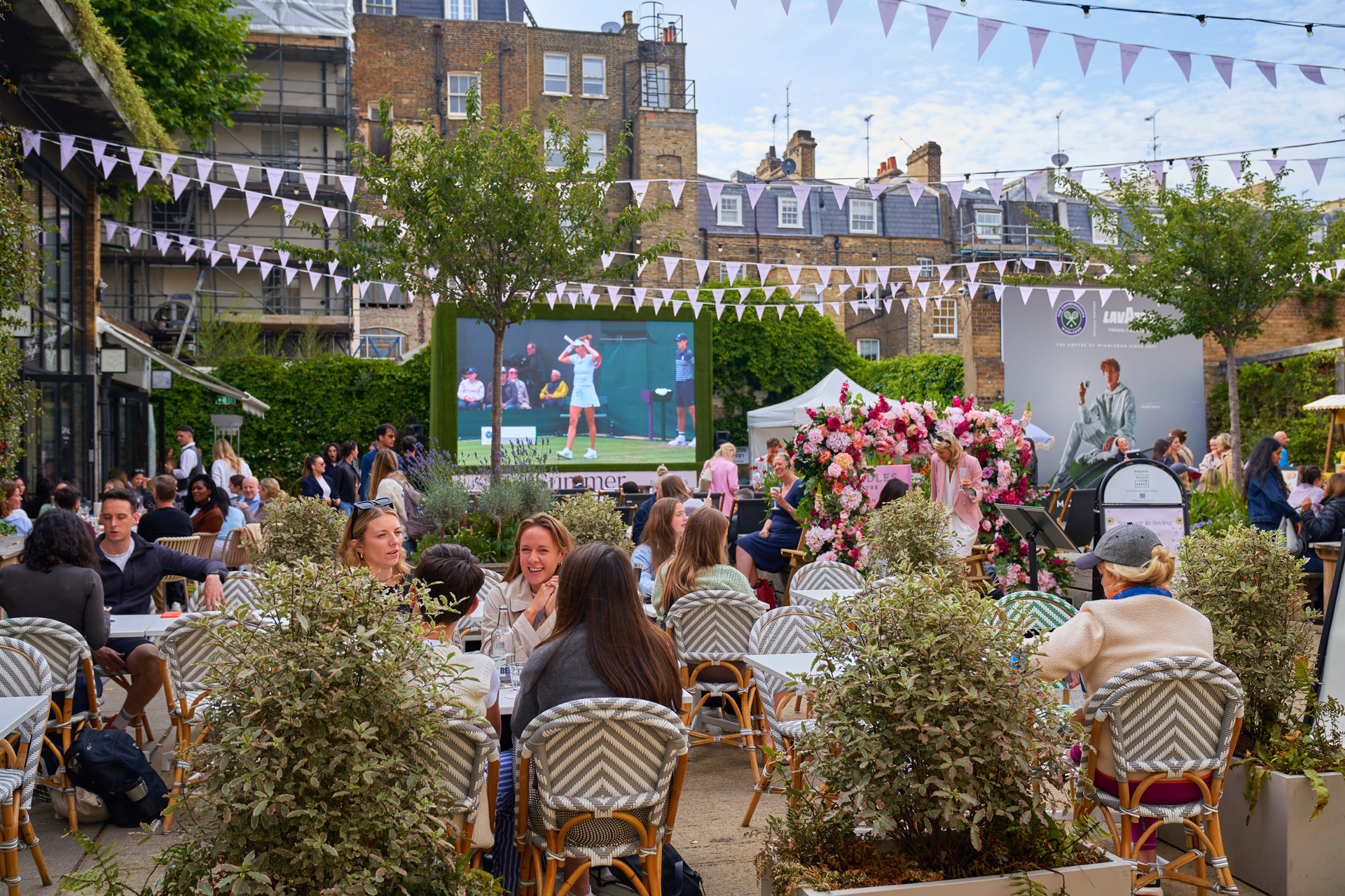 A big screen in Eccleston Yards, London