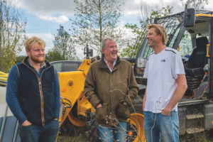 Kaleb Cooper, Jeremy Clarkson and Andy Cato on Clarkson's Farm