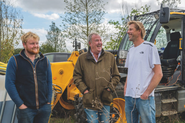 Kaleb Cooper, Jeremy Clarkson and Andy Cato on Clarkson's Farm
