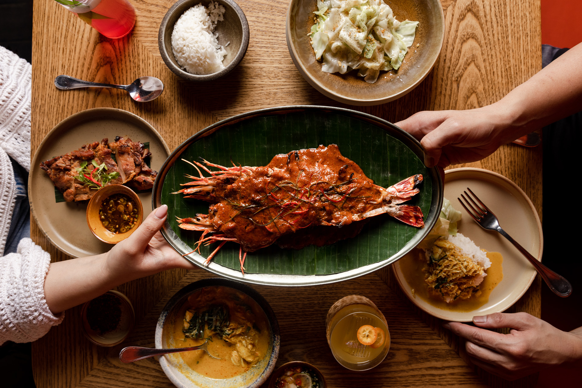 Dishes on a table at KOYN THAI