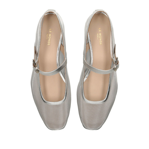 Silver mesh ballet flats