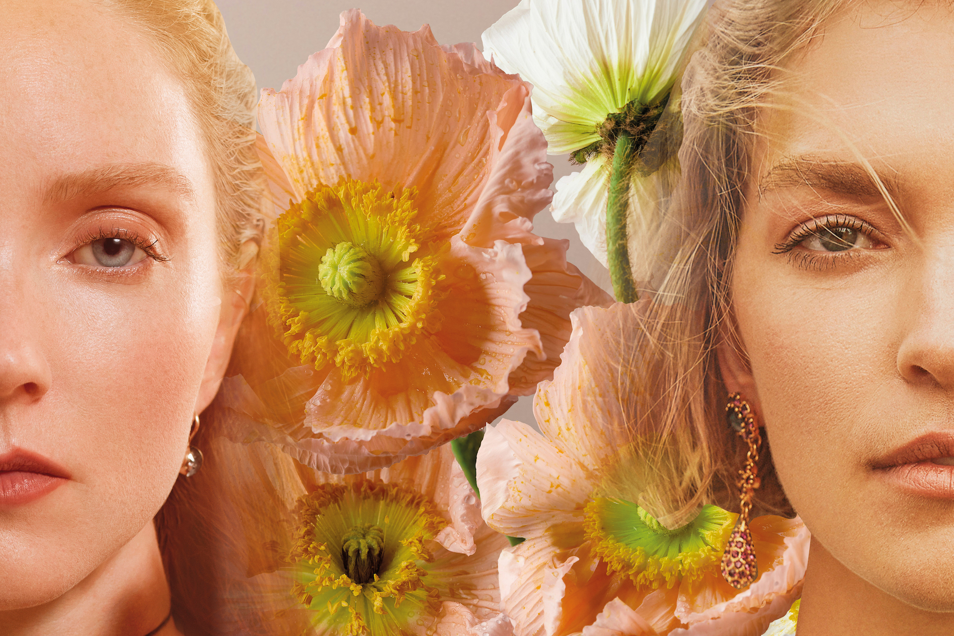 Lily Cole and Arizona Muse with flowers