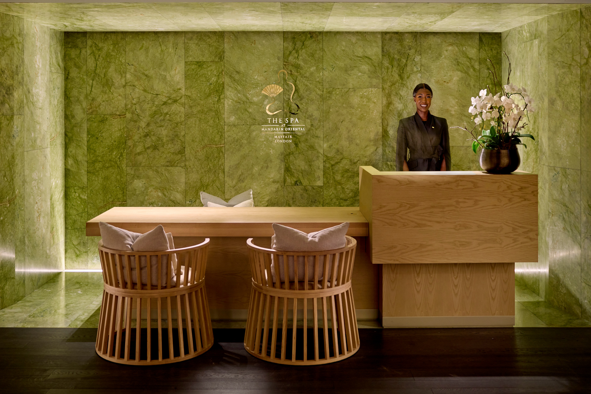 Green marble reception