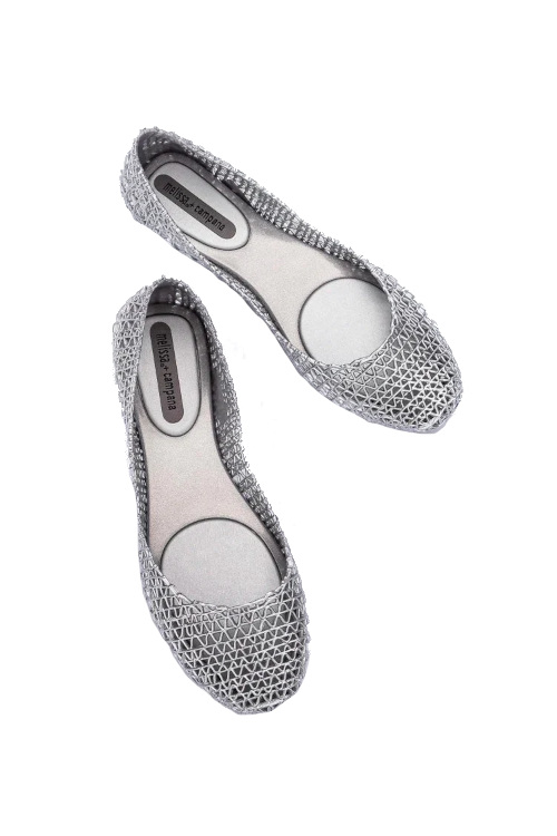 Silver ballet flats