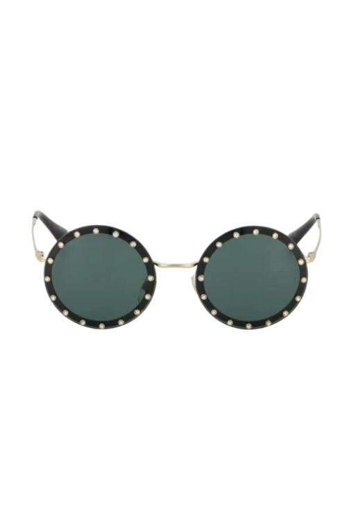 Valentino Black Round Studded Diamante Sunglasses