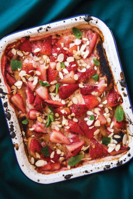 Strawberry and lemon grilled pudding