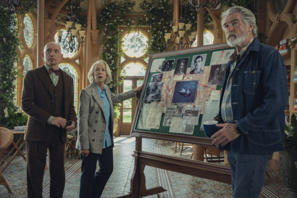 Sir Ben Kingsley, Helen Mirren & Pierce Brosnan in The Thursday Murder Club
