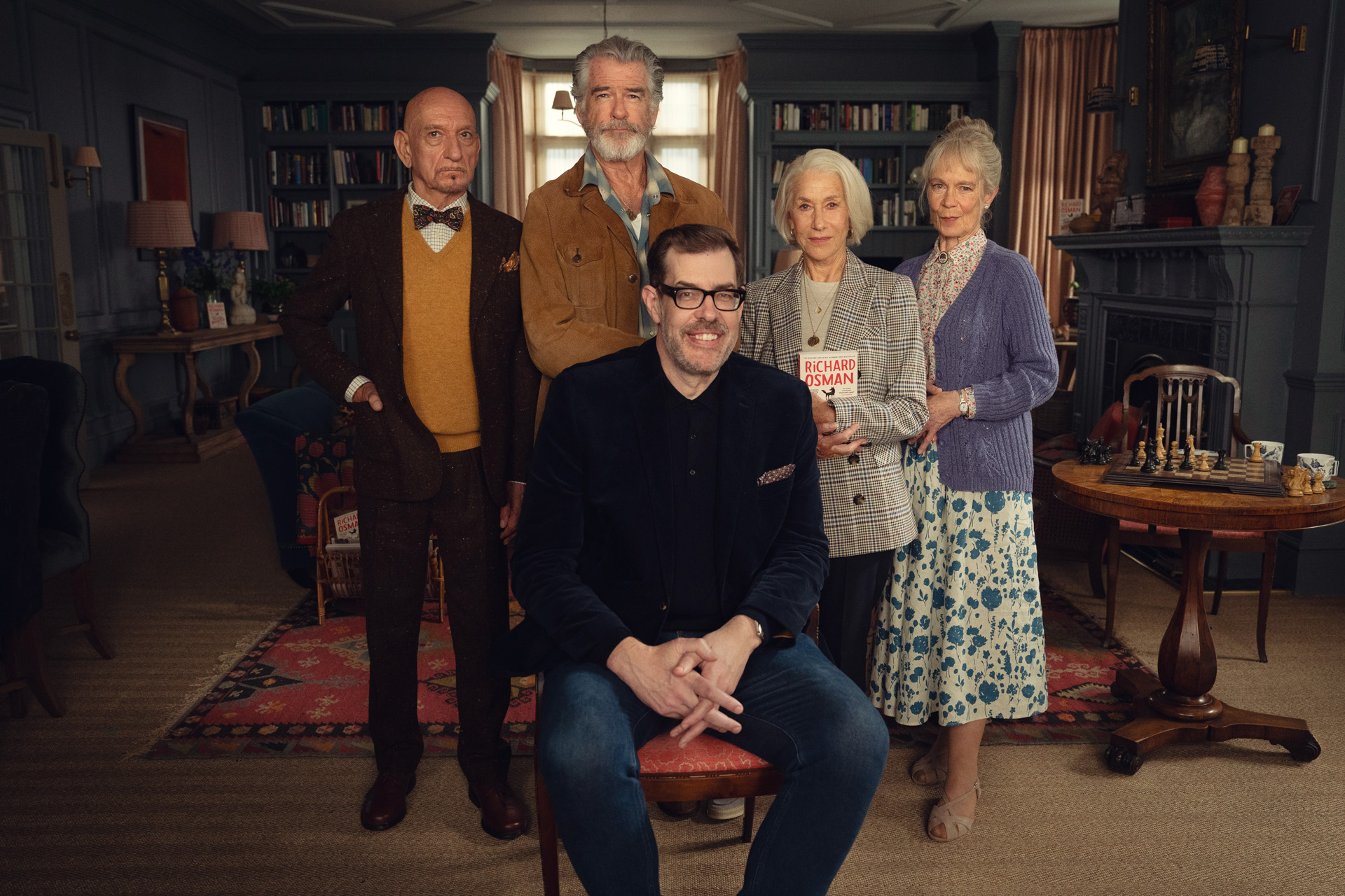 Sir Ben Kingsley, Pierce Brosnan, Helen Mirren, Celia Imrie & Richard Osman