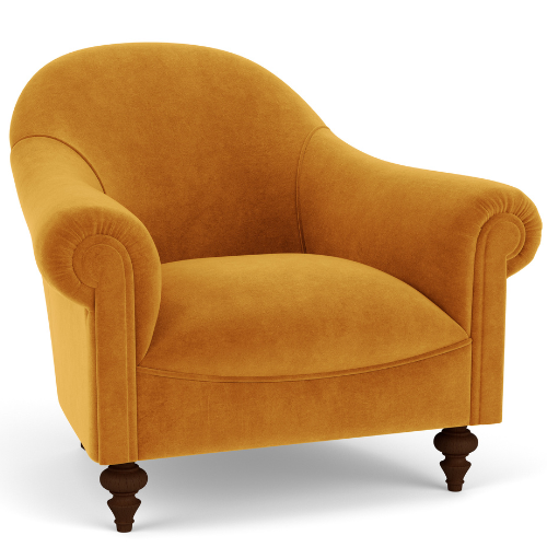 Yellow velvet armchair
