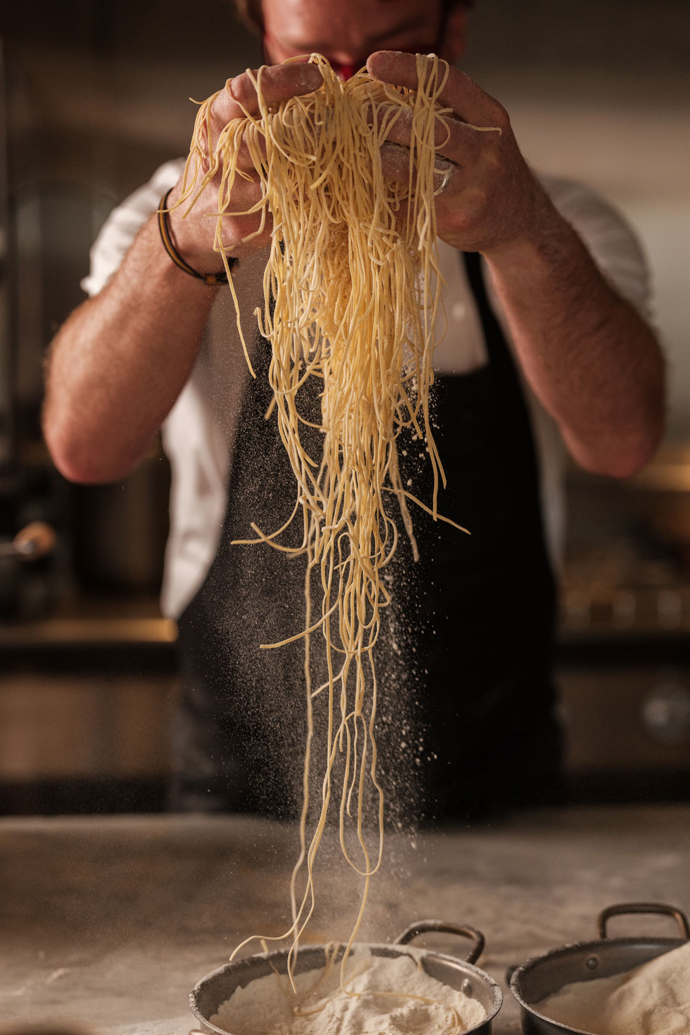 Chef cooking pasta