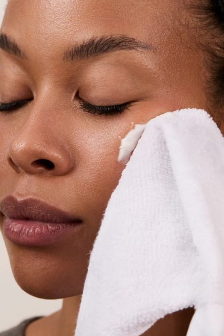 Woman wiping face