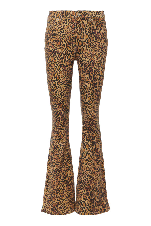 Flare jeans with animal pattern